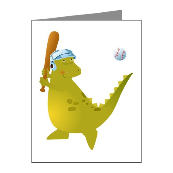 Note Cards (20 Pack) Baseball Playing Dinosaur