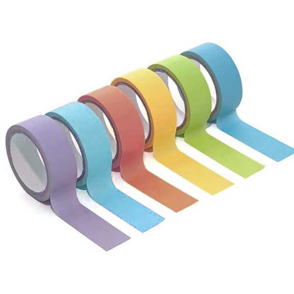 BQRKOTM 6 Rollen Washi Tape Set Masking Tape, kreppband bunt, 15mm x 2m Dekorative Washi Tape Kinder, für Weihnachten DIY Scrapbooking Handwerk Geschenke Verpackung (Regenbogen)