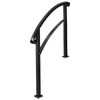 4FT Wrought Iron Handrail Adjustable Fits 3 or 4 Steps Stair Railing Black
