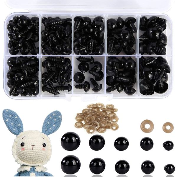 Safety Eyes Toy Eyes Plastic Safety Eyes with Washer for Tcrochet Toys,100PCS Craft Eyes Doll Eyes for Soft Toy Making,DIY Craft Dolls(6-12 mm)