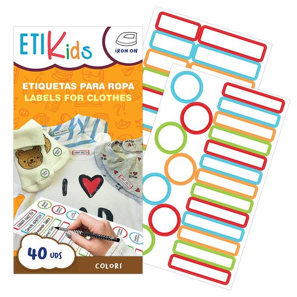 ETIKIDS Personalisierbare Kleideretiketten für Kindertagesstätten und Schule, 40 Stück (Color)