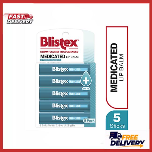 5 Ct Blistex Medicated Lip Balm Advanced Protection for Dry, Chapped Lips 0.15oz