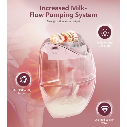 Portable Breast Pump Hands Free YM-806, Electric Breast Pump with 4 Modes & 12 Levels, Slim Wearable Breastfeeding Pump 24mm Flange Strong Suction, 2 Pack