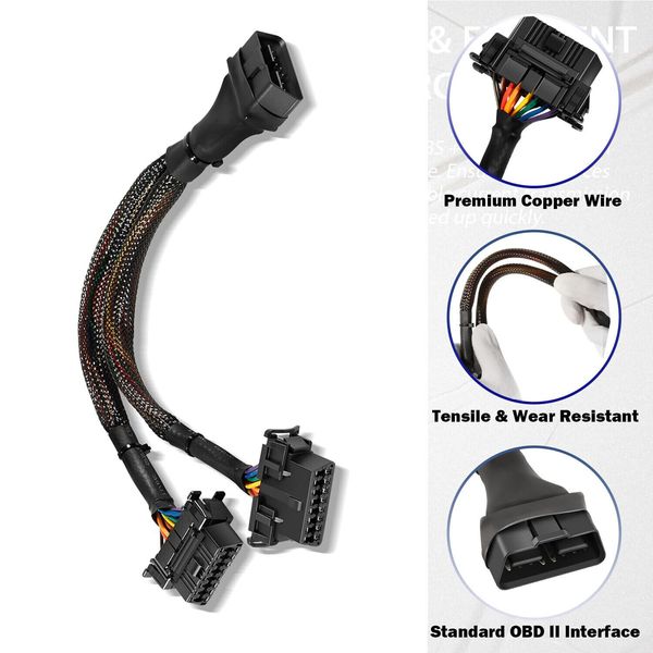 For Standard OBD2 Devices B6 OBD2 Splitter Cable 16 Pin Extension Cable Adapter