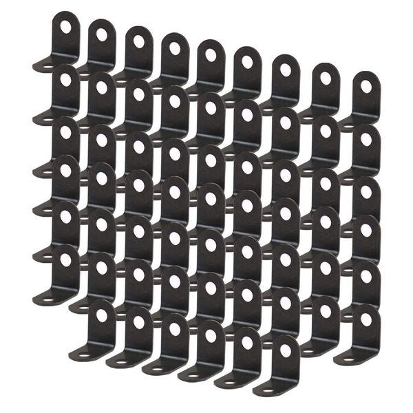 sourcing map 60pcs Angle Bracket Metal 12x12mm Black Corner Brace Fastener L Shaped Right Angle Brackets Corner Protector Shelf Support with Screws for Furniture