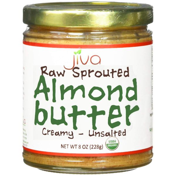 Jiva Organics RAW SPROUTED Organic Almond Butter 8-Ounce Jar