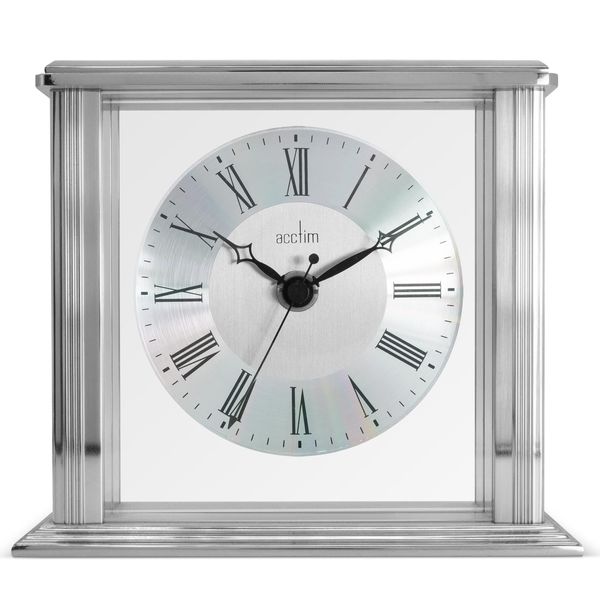 Acctim Mantel Clock, Metal, Silver, 13.7 x 15.5 x 6.8