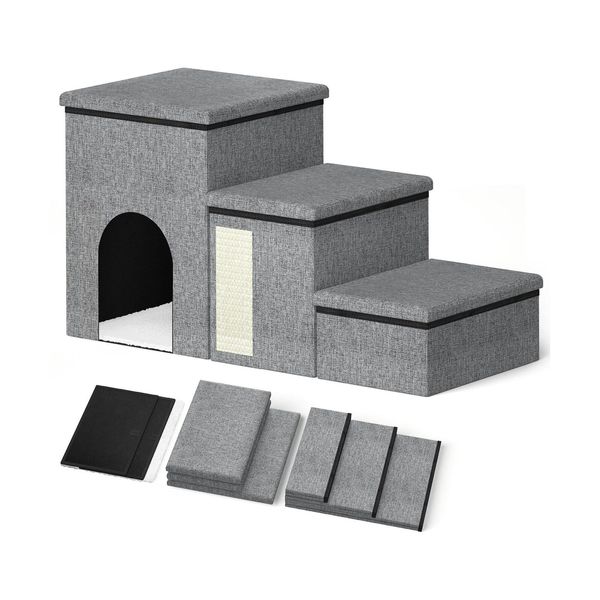 Dog Stairs for Small Dog, Foldable 3-Steps Pet Steps for High Bed Couch and S...