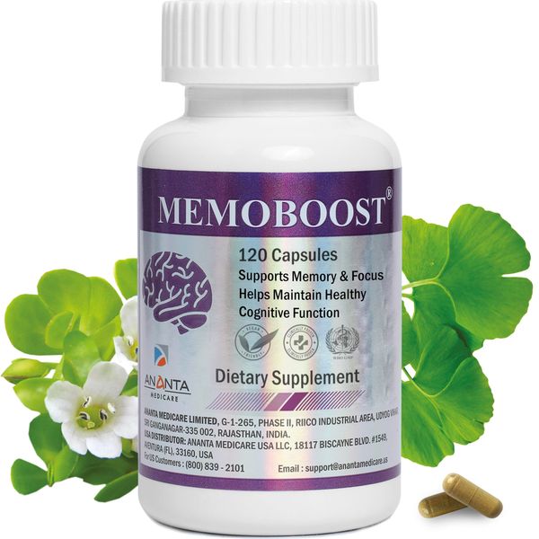 MEMOBOOST – Memory Supplement - Natural Brain & Clarity, 120 Capsules