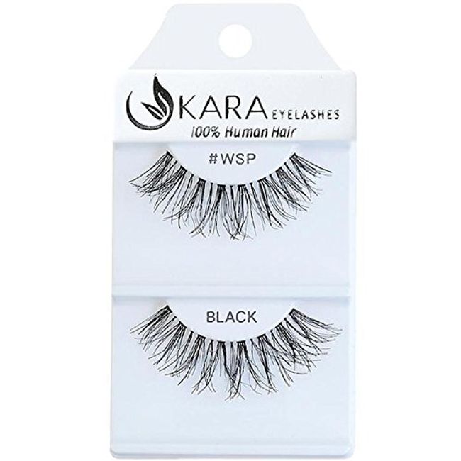Kara Beauty 100% Human Hair False Eyelashes Wispies- WSP (12 PACK)