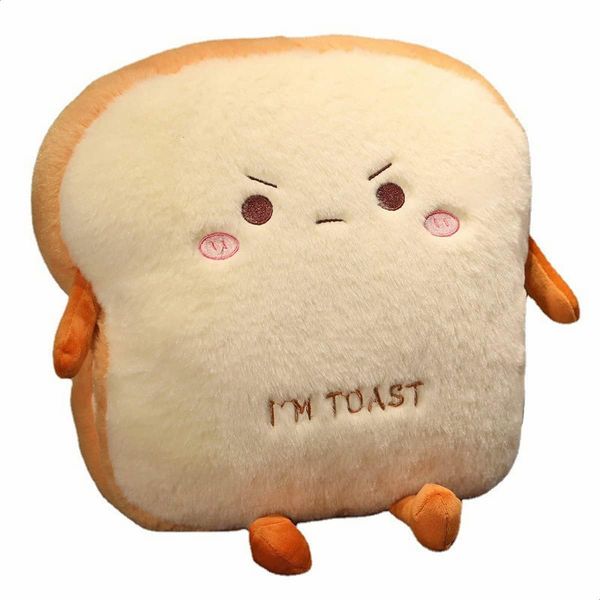 Tyrafry Funny Toast Plush Travel Pillow Hand Warmer Nap Pillow Cute Plush Bread Soft Washable Seat Cushion Pad for Car, Office and Home, Angry