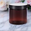 4 oz Amber PET Plastic Staight Sided Jar with Black Smooth Lid (12 pack)
