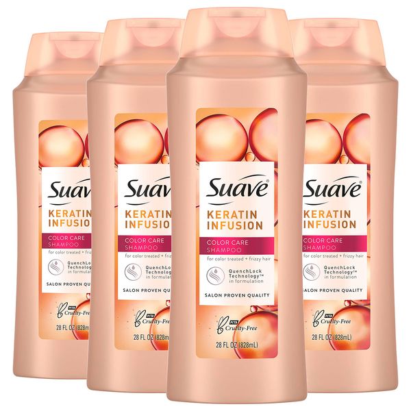 Suave Professionals Color Care Shampoo Shampoo for Color Treated Hair Keratin Infusion Color Protecting Shampoo, 28 Ounce (Pack of 4)