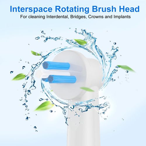 8pcs Interspace Toothbrush Heads, Compatible with Braun Oral B Electric Toothbrushes for Cleaning Crevices, Bridges and Implants.