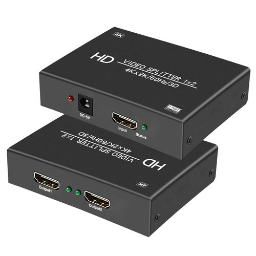 4K@60Hz 1x2 HDMI Splitter 1 in 2 Out, RGB 4:4:4, 18 Gbps, 2 Port Powered HDMI 2.0 Splitters for Dual Monitors, Support Duplication/Mirror/Copy Screens (Not Extend) for Xbox, PS5/HDTV