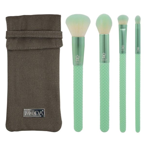 Moda Royal & Langnickel Full Size Renew 5pc Complete Makeup Brush Kit with Pouch Includes, Buffer, Contour, Shader, and Detail Brushes, Mint Green, BMR-CK5