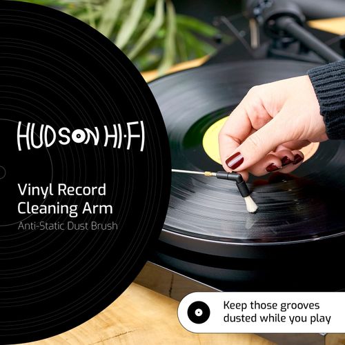 Vinyl Record Cleaning Arm - Anti Static Brush for Vinyl Records - Adjustable Record Player Cleaner Arm For Turntables - Anti Static Vinyl Brush w/Carbon Fiber Center Bristles - LP Record Accessories
