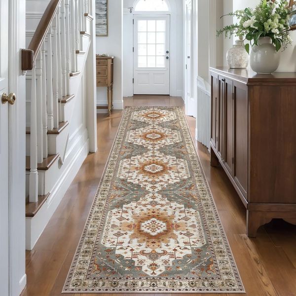2X10 Washable Runner Rug for Hallways, Non Slip Vintage Runner Rug, Soft Low ...