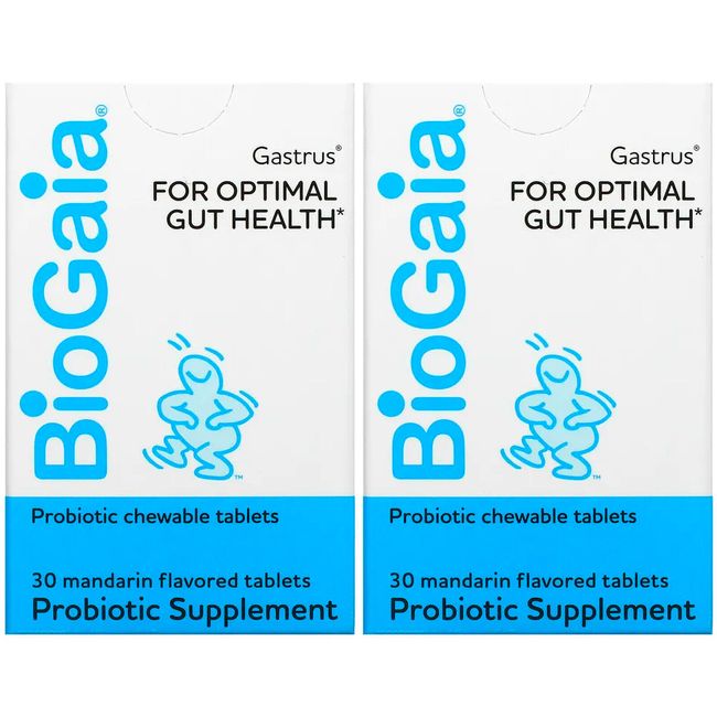 BioGaia, Gastrus, (2 Pack) For GI Tract, Mandarin Flavored, 30 Chewable Tablets