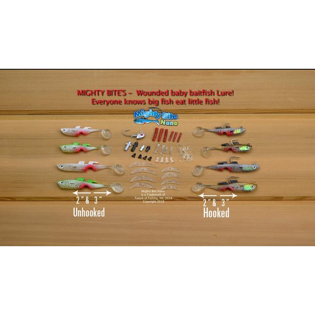 Mighty Bite Nano Kit - Worlds First Baby Baitfish Lure, Great Casting or Trolling for Trout, Panfish, Crappie, Bass