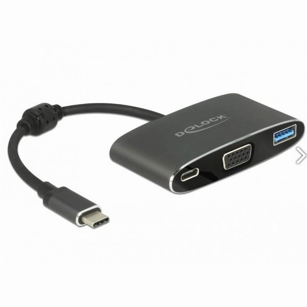 Delock USB-C Adapter auf VGA (DP-Alt Mode) + USB-A + 1x USB-C PD