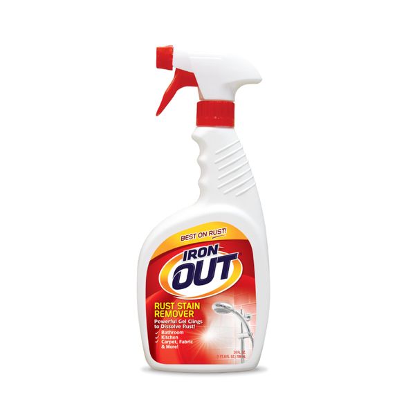 Iron OUT Spray Gel Rust Stain Remover, Remove and Prevent Rust Stains in Bathrooms, Kitchens, Appliances, Laundry, Outdoors, white 24 Fl Oz (Pack of 1)