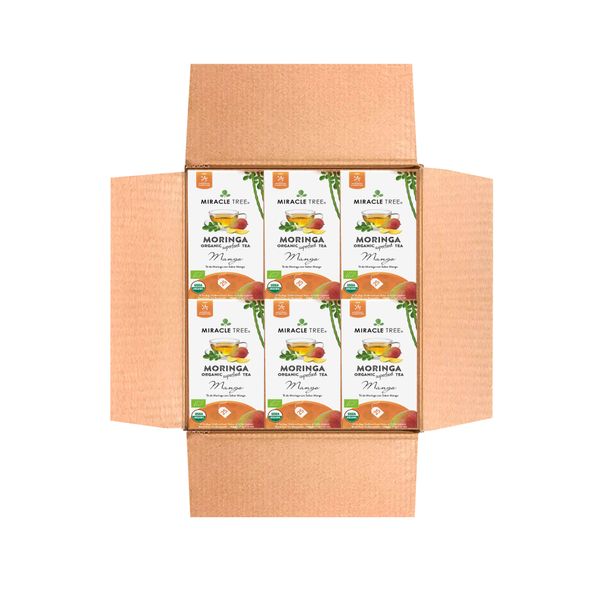 Organic Moringa Tea, Mango - Pack of 6 (150 tea bags)