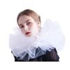 BLESSUME Clown Collar Retro Mesh Neck Ruffle, White, One Size