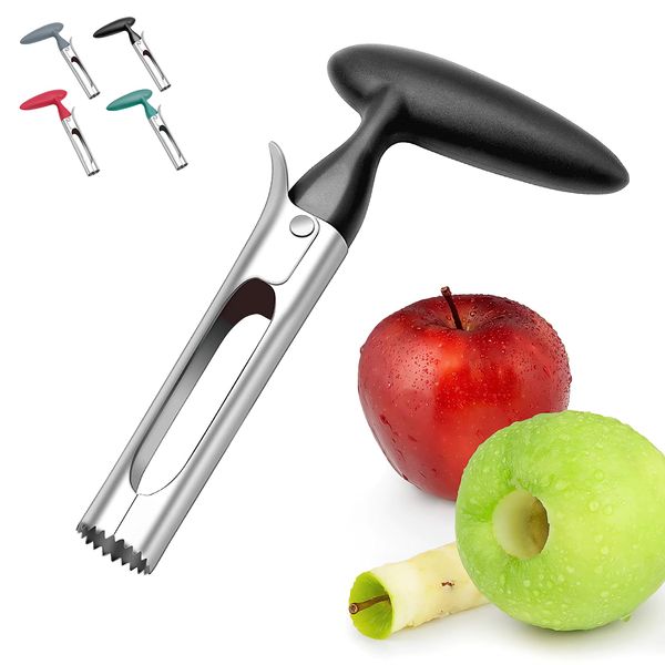 Senshuomy Apple Corer Remover,Premium Apple Corer with ABS Handle and Serrated Stainless Steel Blade - Easy-to-Use Apple Core Remover for Pears, Bell Peppers, Fujis, and Crispy Fruits-17.5cm(Black)