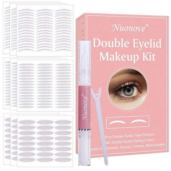 Double Eyelid Stickers, Double Eyelid Tape, Double Eyelid Cream, Double Eyelid Makeup Kit, 360Pcs + 5ML Styling Cream, Natural Invisible, Perfect for Hooded, Droopy, Uneven, Mono-eyelids