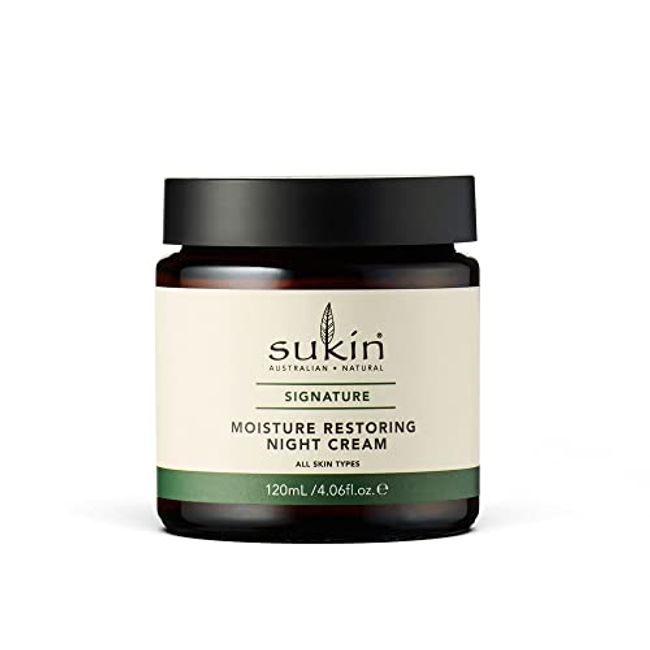 Sukin Organics Moisture Restoring Night Cream, Hydrating Face Moisturizer Infused With Rich Oil & Vitamin Blend to Rejuvenate Skin Overnight, 4.06 Fl Oz