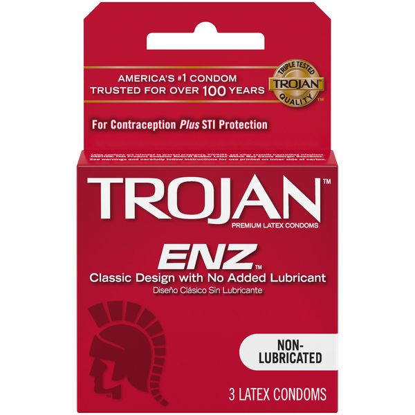 Trojan ENZ Premium Latex Condoms Non Lubricated Classic Design 3 Count 3 Pack