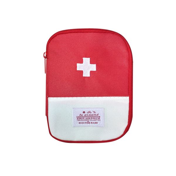 Travel Mini First Aid Pouch, Portable Mini First Aid Kit Storage Bag for Medicine Boxes WishLotus Medical Kits Empty Bag for Sports Camping Hiking Outdoor Activities Emergency (Red),6.5x5.1x0.6in