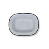 White Enamel Blue Rim Oval Pudding Pie Oven Tin Dish 16CM