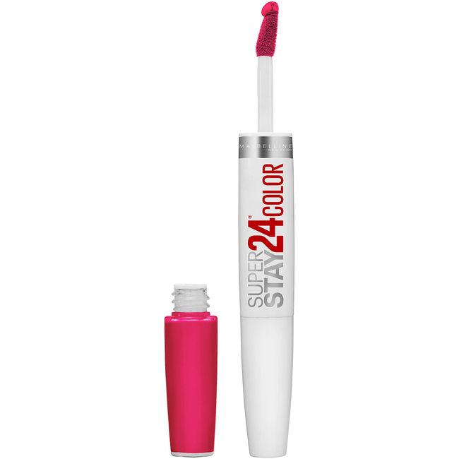 Maybelline New York Super Stay 24, 2-Step Liquid Lipstick Makeup, Long Lasting Highly Pigmented Color with Moisturizing Balm, Crisp Magenta, Neon Pink, 1 Count