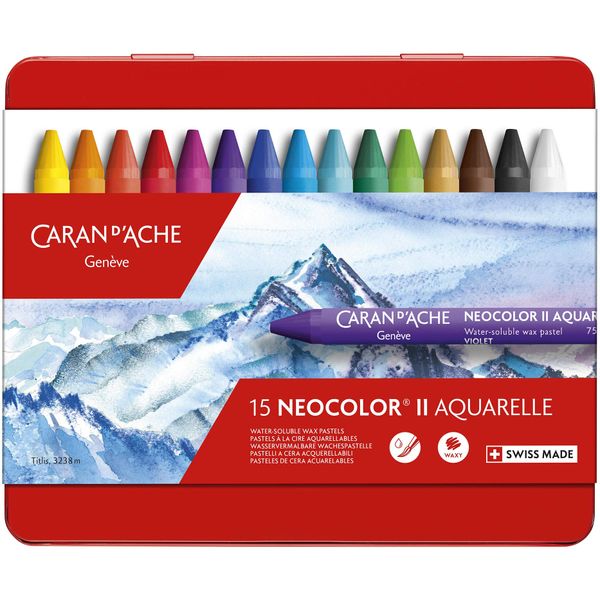 Caran d'Ache Classic Neocolor II Water-Soluble Pastels, 15 Colors