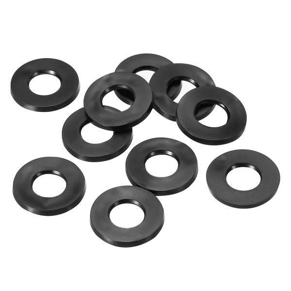 PATIKIL M10 Rubber Flat Washers 10mm ID 20mm OD 2mm Thickness Sealing Spacer Gasket Ring Faucet Pipe Water Hose Fastener Bolts Black