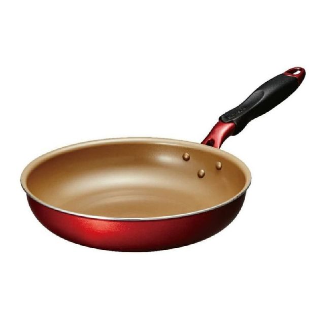 Evercook Frying Pan, 10.2 inches (26 cm), Compatible with All Heat Sources (IH Compatible), Evercookα, PFOA Free, Wine Red, Doshisha