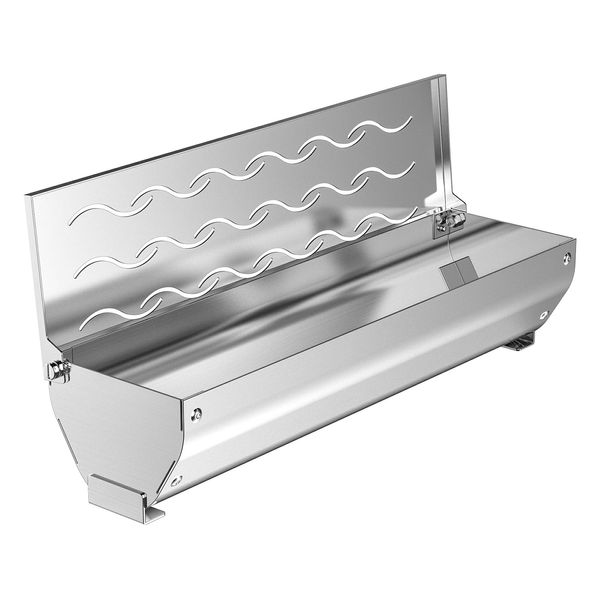 Skyflame Stainless Steel Wood Chip Smoker Box, BBQ Meat Smoking with Wavy Vent and Hinged Lid, Large Capacity for Gas/Charcoal Grill, V Shape with Flat Base Bottom