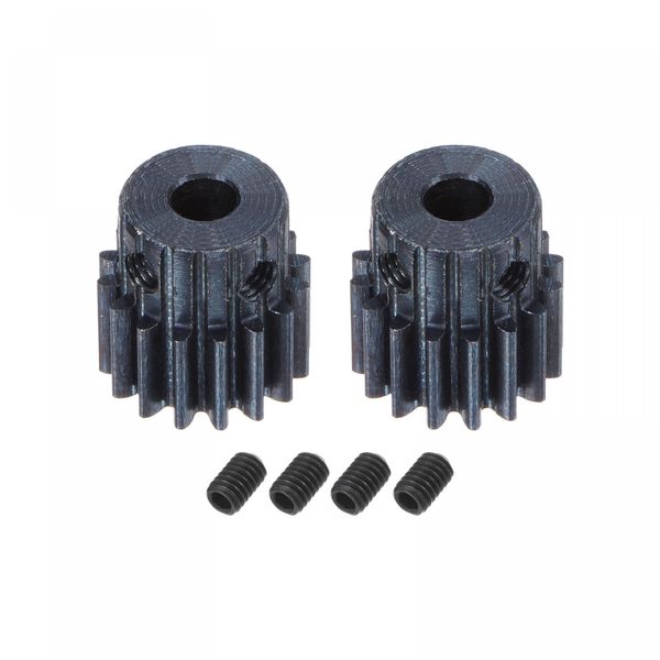 uxcell Pinion Gear 45# Carbon Steel Pinion 1 Mod, 16T 0.2 inch (5 mm) Bore, Hardened Steel, Motor Rack Spur Gear with Step for RC Car Truck Buggy Gear Drive Set of 2