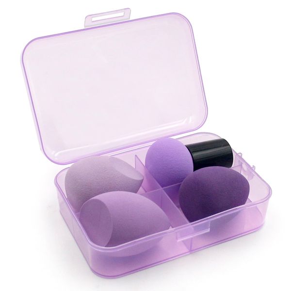 3 Makeup Sponges &1Mushroom Head Powder Puff,Latex Free Flawless Soft Setting Face Puffs,High-Density Makeup Sponge, for Liquid Foundation Powder Sunscreen and Cream（Purple）