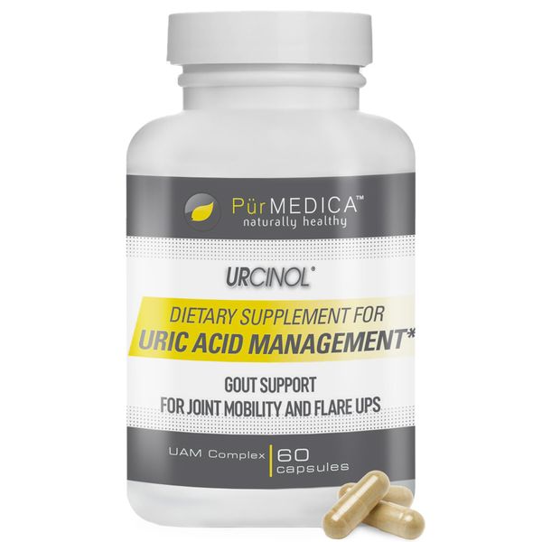 PurMEDICA Urcinol Uric Acid Supplement - Gout Support for Joint Mobility & Flare Ups - Uric Acid Control Gout Vitamins w/ Turmeric Root, Banaba Leaf, Celery Seed, Yucca Stalk, 60ct Gout Supplement