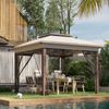 12' x 12' Backyard Party Cabana Gazebo w/ 3-Level Adjustable Height, Beige