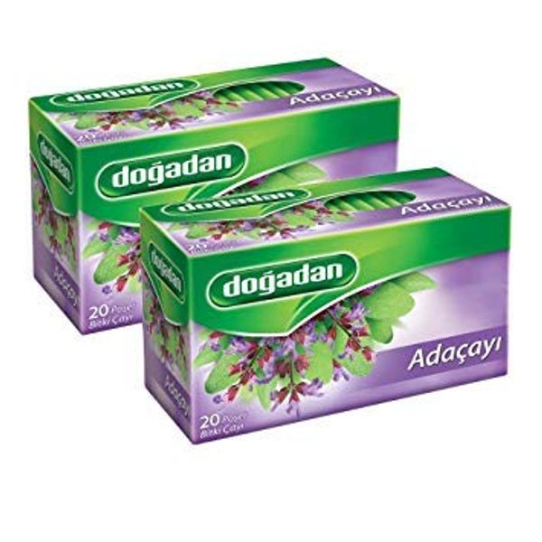 2 Packs Dogadan Sage Herbal Tea, Adacayi Bitki Cayi (40 Tea Bags)