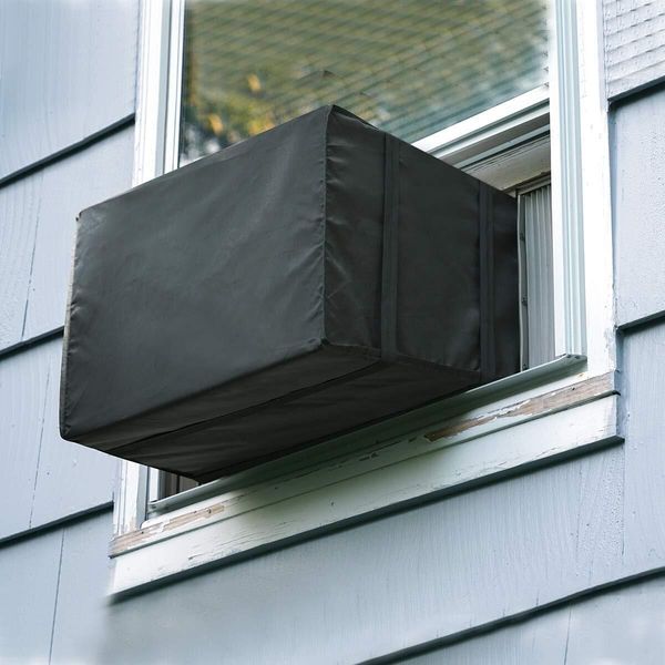 Window Air Conditioner Cover Outdoor, Outside Window AC Unit Cover Black Dust...