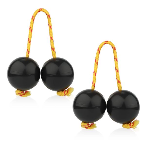 2 Paar Aslatua African Shaker, Aslatuas Instrument Rhythmic Ball Klassisch Afrikanische Kashakas Shaker Rassel Handpercussion für Kinder Erwachsene Hochzeiten Partys Musikunterricht (Schwarz)