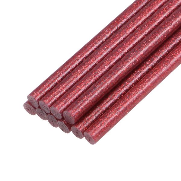 sourcing map Mini Hot Glue Sticks for Glue Gun 0.27-inch x 4-inch Red Glitter 10pcs