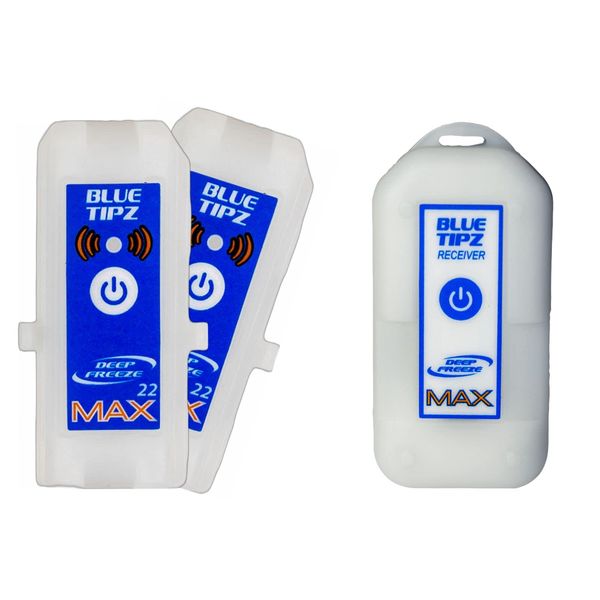 Deep Freeze BlueTipz Transmitter (2 Pack) MAX 22 + Receiver/Booster MAX Ice Fishing Tip Up Alert System (Combo Pack)