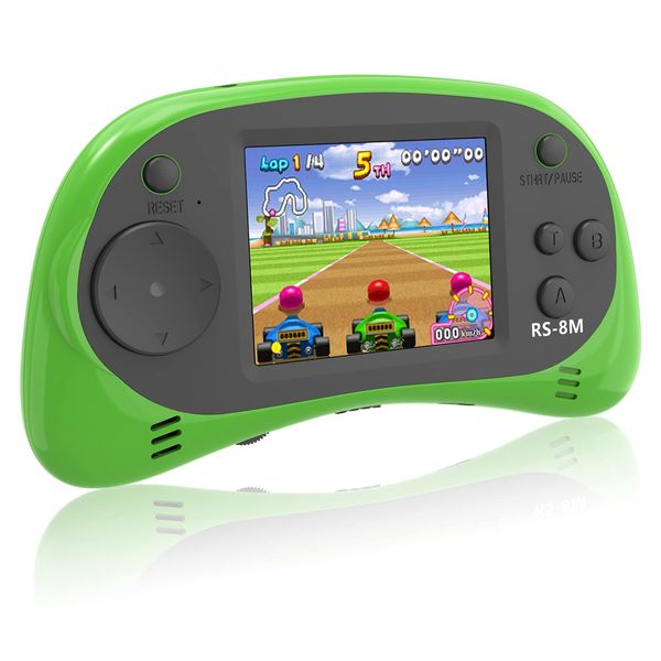 E-MODS GAMING Kids Handheld Games 16 Bit Retro Video Games Console with 220 HD Electronic Games - 2.5'' LCD Portable Travel Games Entertainment Gifts for Boys Girls Ages 4-12 (Lime Green)