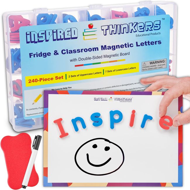 Inspired Thinkers Magnetic Letters - Alphabet Magnets for Kids, Fridge Magnets for Toddlers, ABC Magnets for Toddlers 1-3, Foam Letters, Magnetic Letters and Numbers for Toddlers, Letter Magnets